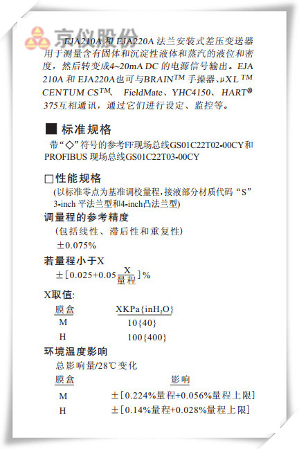 EJA210A 和 EJA220A法蘭安裝式差壓丝瓜IOS在线观看